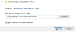 Example of extracting the contents of the zip folder to the default Oculus/Meta directory.